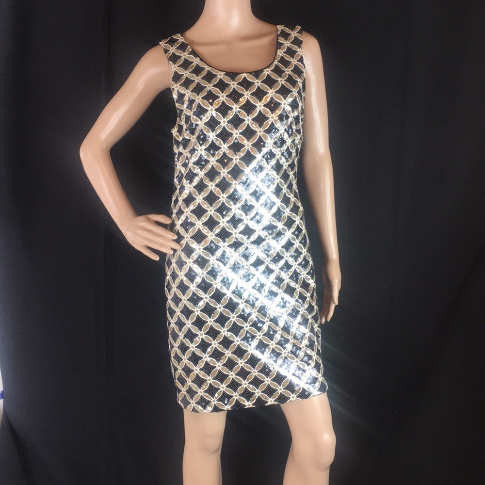 NEW! Size L, Jrs. | by Black & Gold Sequins Dress